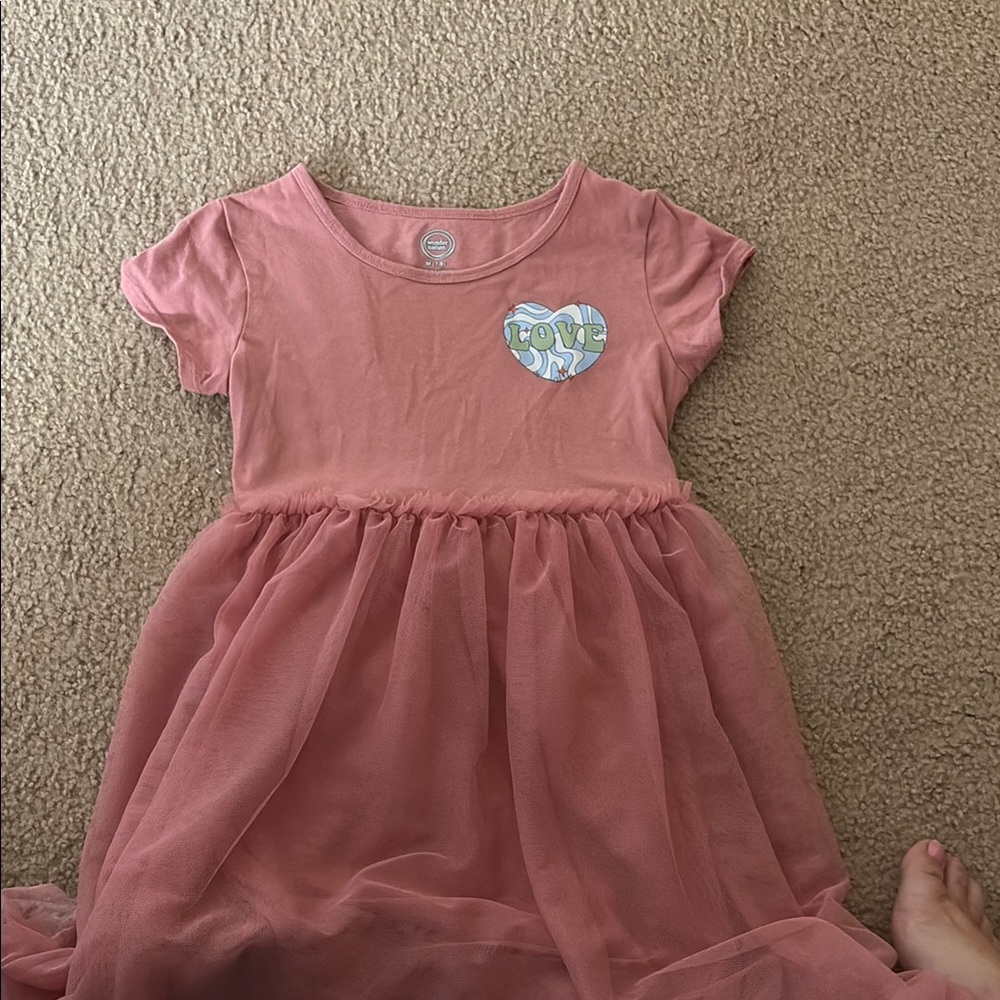 Pink Ruched Sundress with Scoop Neck and Short Sleeves